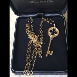 Tiffany 18K Gold Diamond Key Necklace